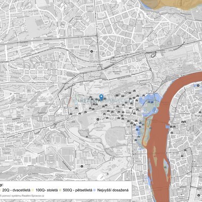 Mapa povodňových oblastí: část obce