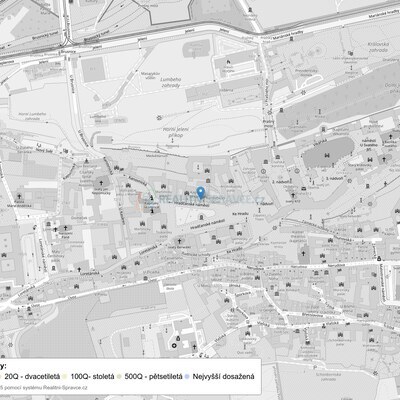 Mapa povodňových oblastí: ulice