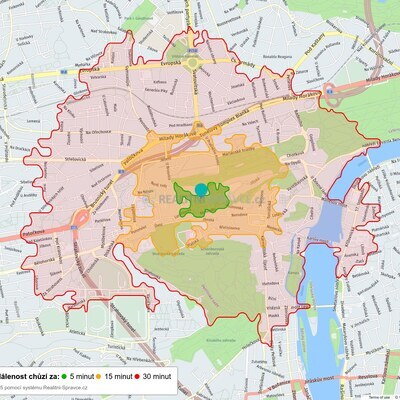 Dosažitelná vzdálenost: chůze