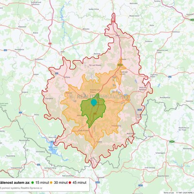 Dosažitelná vzdálenost: auto