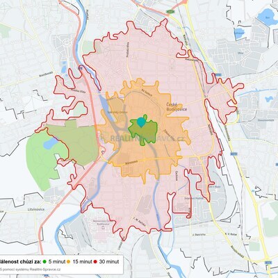 Dosažitelná vzdálenost: chůze