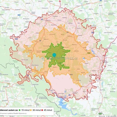 Dosažitelná vzdálenost: auto