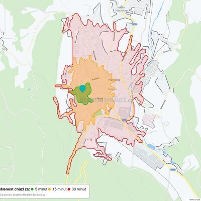 Dosažitelná vzdálenost: chůze